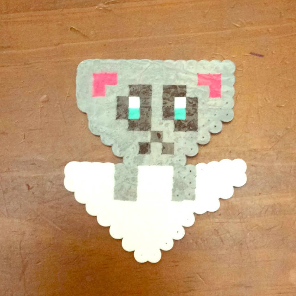A cat in a bowl perler beads (home made)